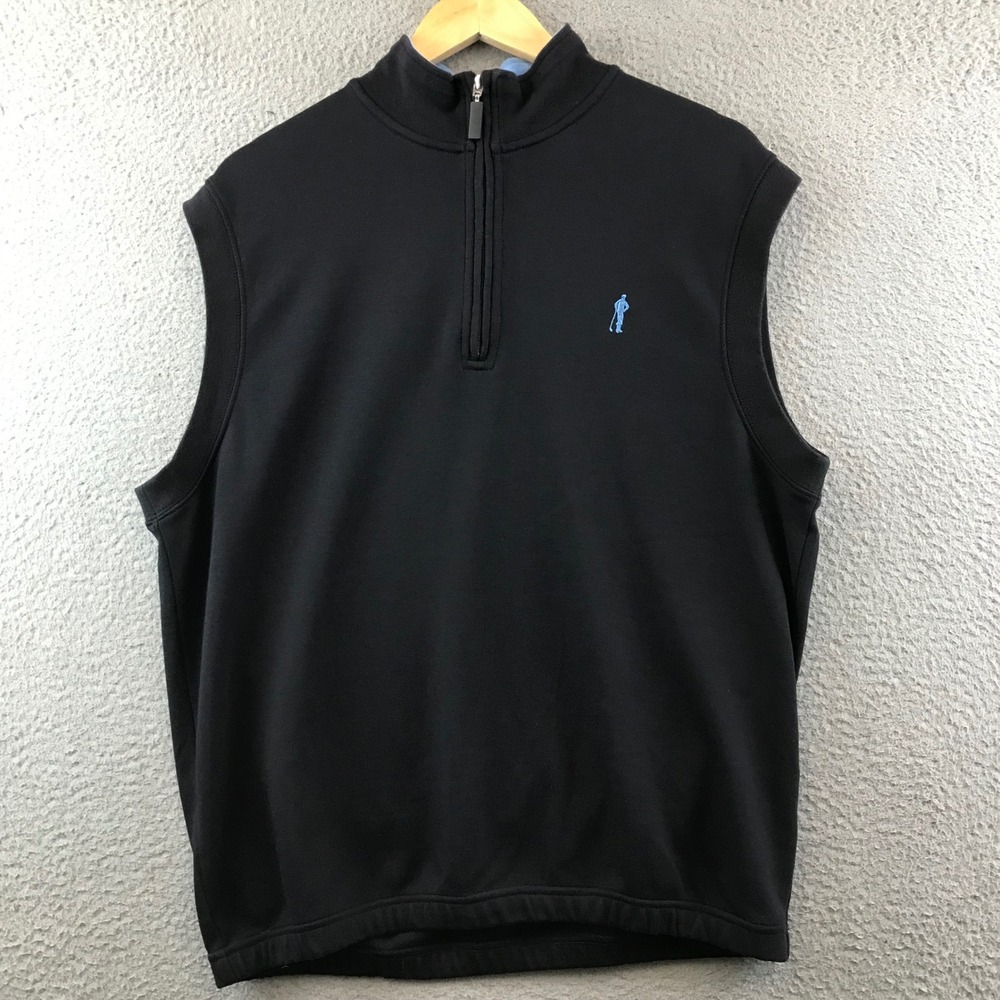 Payne Stewart Golf Vest Mens‎ M Black 1/4 Zip Sleeveless Golfing Outdoors